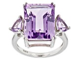 Pre-Owned Purple Amethyst Platinum Over Sterling Silver Ring 12.40ctw