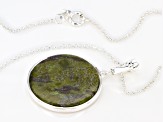 Pre-Owned Connemara Marble Swan Overlay Sterling Silver Enhancer with 18" Chain