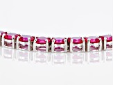 Pre-Owned Red Lab Created Ruby Rhodium Over Sterling Silver Tennis Bracelet 22.50ctw