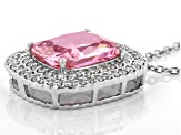 Pre-Owned Pink And White Cubic Zirconia Rhodium Over Sterling Silver Pendant With Chain 17.87ctw