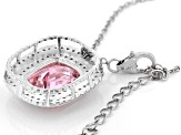 Pre-Owned Pink And White Cubic Zirconia Rhodium Over Sterling Silver Pendant With Chain 17.87ctw