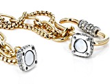 Pre-Owned White Crystal Gold Tone Multi-Strand Caribiner Bracelet