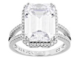 Pre-Owned White Cubic Zirconia Rhodium Over Sterling Silver Ring 13.80ctw