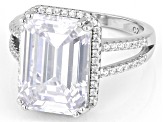 Pre-Owned White Cubic Zirconia Rhodium Over Sterling Silver Ring 13.80ctw