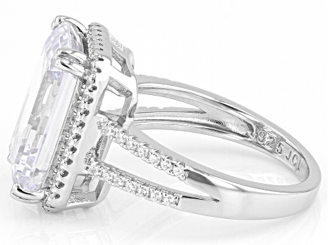 Pre-Owned White Cubic Zirconia Rhodium Over Sterling Silver Ring 13.80ctw