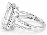 Pre-Owned White Cubic Zirconia Rhodium Over Sterling Silver Ring 13.80ctw