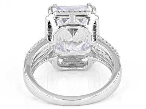 Pre-Owned White Cubic Zirconia Rhodium Over Sterling Silver Ring 13.80ctw