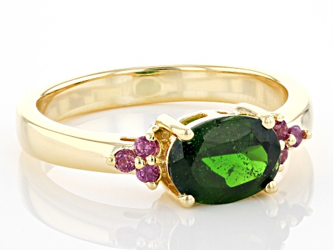 Pre-Owned Chrome Diopside 18k Yellow Gold Over Sterling Silver Ring 1.16ctw