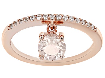 Picture of Pre-Owned Peach Morganite 18k Rose Gold Over Sterling Silver Charm Ring 0.87ctw
