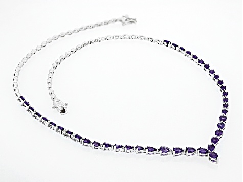 Pre-Owned Purple Amethyst Rhodium Over Sterling Silver Necklace 8.63ctw