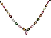 Pre-Owned Multi Tourmaline Rhodium Over Sterling Silver Necklace 7.63ctw