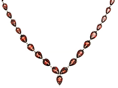 Pre-Owned Red Garnet Rhodium Over Sterling Silver Necklace 11.47ctw