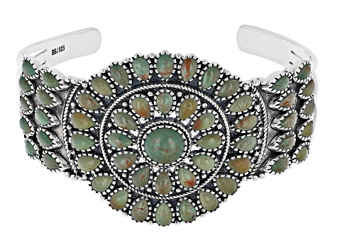 Pre-Owned Green Kingman Turquoise Sterling Silver Cuff Bracelet