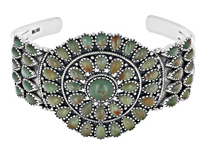 Pre-Owned Green Kingman Turquoise Sterling Silver Cuff Bracelet