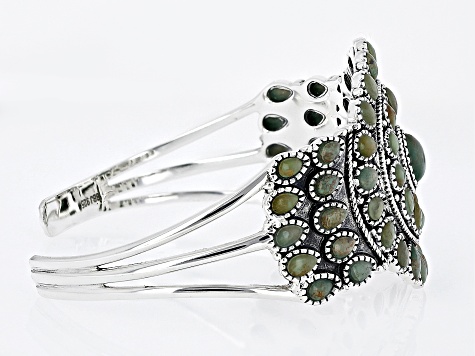 Pre-Owned Green Kingman Turquoise Sterling Silver Cuff Bracelet