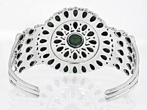 Pre-Owned Green Kingman Turquoise Sterling Silver Cuff Bracelet