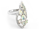 Pre-Owned Multicolor Ethiopian Opal Rhodium Over Sterling Silver Ring 1.27ctw