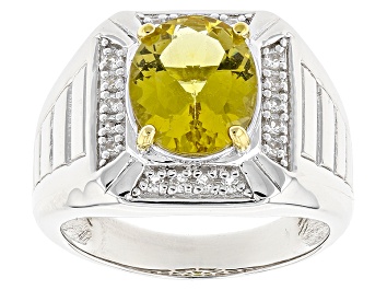 Picture of Pre-Owned Yellow Canary Apatite Rhodium Over Sterling Silver Gents Ring 4.43ctw
