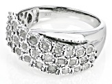Pre-Owned White Diamond Rhodium Over Sterling Silver Cluster Ring 0.50ctw