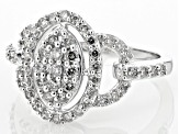 Pre-Owned Diamond 10k White Gold Cluster Ring 0.75ctw