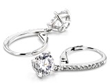 Pre-Owned Cubic Zirconia Platinum Over Sterling Silver Ring and 2 Earrings Set