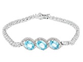 Pre-Owned Blue Zircon Rhodium Over Sterling Silver Bracelet 11.82ctw