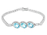 Pre-Owned Blue Zircon Rhodium Over Sterling Silver Bracelet 11.82ctw