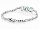 Pre-Owned Blue Zircon Rhodium Over Sterling Silver Bracelet 11.82ctw