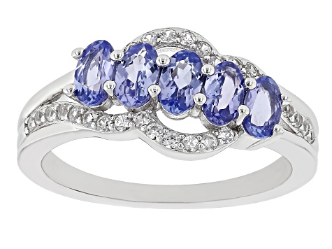 Pre-Owned Blue Tanzanite Rhodium Over Sterling Silver Ring 1.18ctw