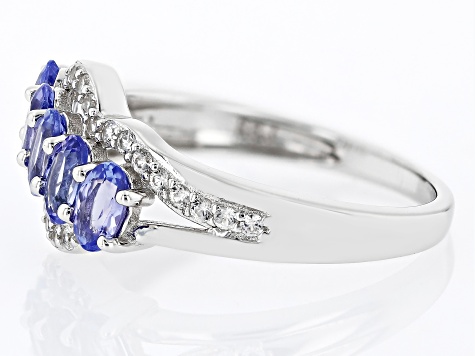 Pre-Owned Blue Tanzanite Rhodium Over Sterling Silver Ring 1.18ctw