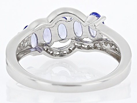 Pre-Owned Blue Tanzanite Rhodium Over Sterling Silver Ring 1.18ctw
