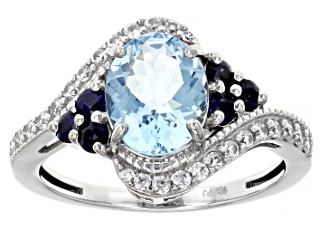 Picture of Pre-Owned Blue Aquamarine Rhodium Over 10k White Gold Ring 2.16ctw