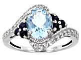 Pre-Owned Blue Aquamarine Rhodium Over 10k White Gold Ring 2.16ctw