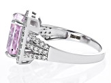 Pre-Owned Pink And White Cubic Zirconia Rhodium Over Sterling Silver Ice Flower Cut Ring  8.63ctw