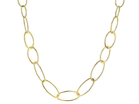 Pre-Owned Oro Divino 14K Yellow Gold with Sterling Silver Core Graduated Oval Necklace