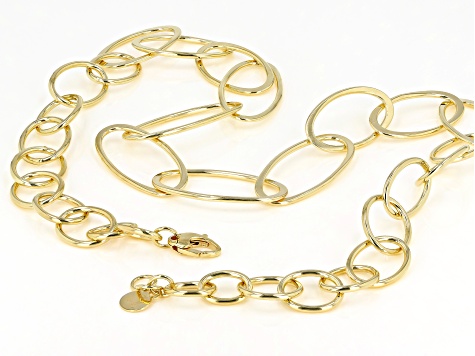 Pre-Owned Oro Divino 14K Yellow Gold with Sterling Silver Core Graduated Oval Necklace