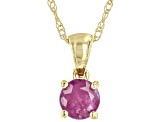 Pre-Owned Red Ruby 10K Yellow Gold Childrens Pendant With Chain 0.12ct