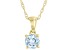 Pre-Owned Blue Aquamarine 10K Yellow Gold Childrens Solitaire Pendant With Chain 0.21ct