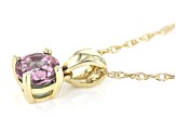 Pre-Owned Blue Lab Created Alexandrite 10K Yellow Gold Childrens Pendant With Chain 0.21ct