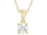 Pre-Owned White Zircon 10K Yellow Gold Childrens Solitaire Pendant With Chain 0.35ct
