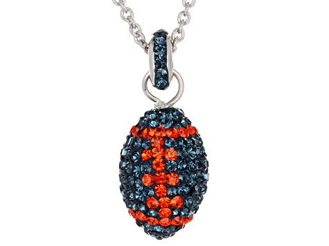 Pre-Owned Orange And Blue Crystal Rhodium Over Brass Pendant With Chain