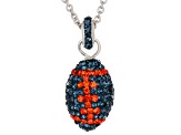 Pre-Owned Orange And Blue Crystal Rhodium Over Brass Pendant With Chain