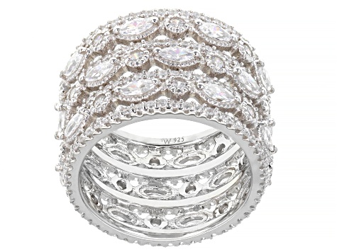Pre-Owned White Cubic Zirconia Rhodium Over Sterling Silver Ring 8.07ctw