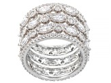 Pre-Owned White Cubic Zirconia Rhodium Over Sterling Silver Ring 8.07ctw