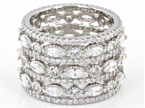Pre-Owned White Cubic Zirconia Rhodium Over Sterling Silver Ring 8.07ctw