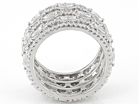Pre-Owned White Cubic Zirconia Rhodium Over Sterling Silver Ring 8.07ctw