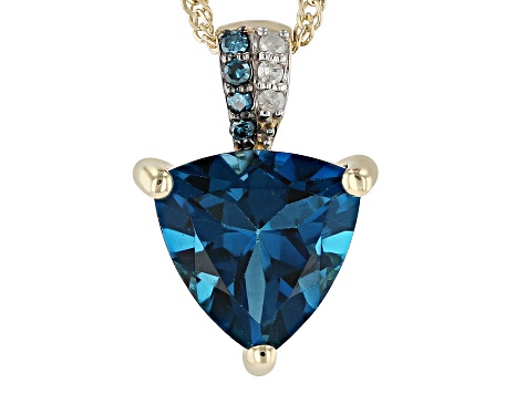 Pre-Owned London Blue Topaz 10K Yellow Gold Pendant With Chain 2.08 ...