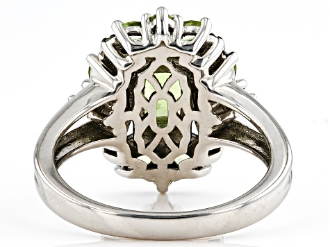 Pre-Owned Green Manchurian Peridot™ Rhodium Over Sterling Silver Ring 1.78ctw