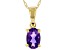 Pre-Owned Purple Amethyst 10K Yellow Gold Pendant With Chain 0.34ct