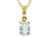 Pre-Owned Blue Aquamarine 10K Yellow Gold Pendant With Chain 0.32ct